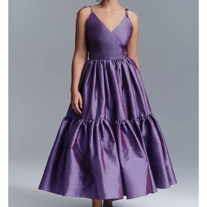 NWT Anthropologie Bloni Tiered Shine Dress Size Small Purple Blue